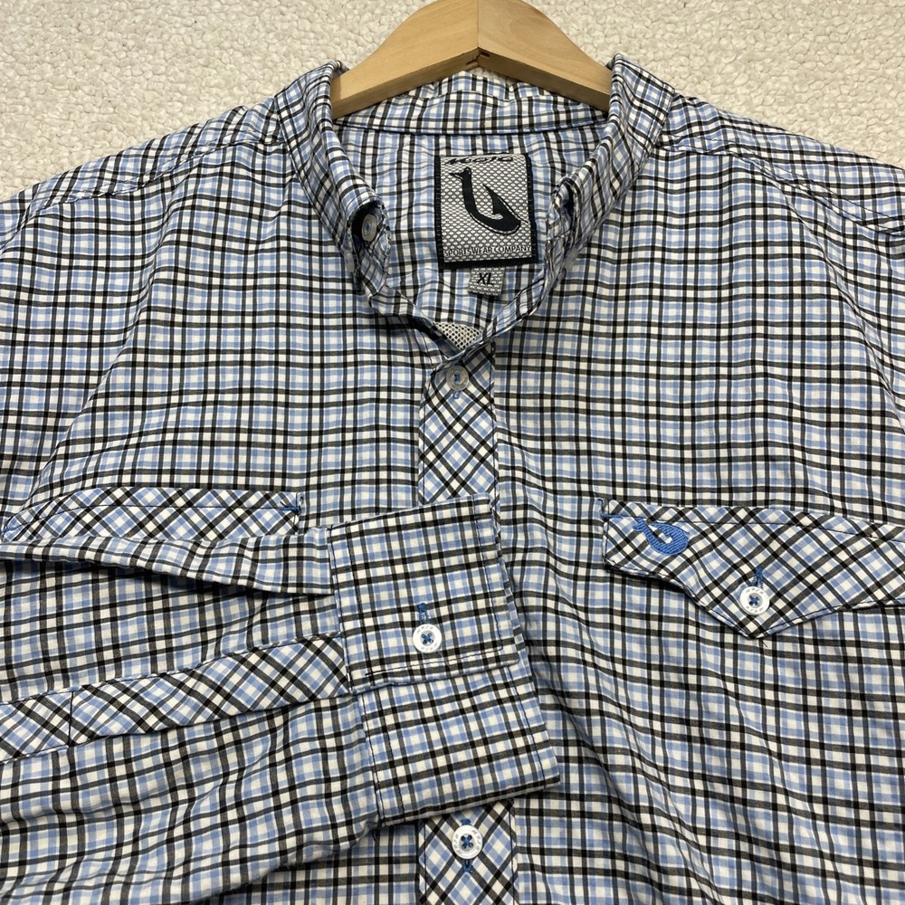 MOJO SPORTSWEAR LONG SLEEVE SHIRT BLUE PLAID VENTED MENS‎ SIZE Xl